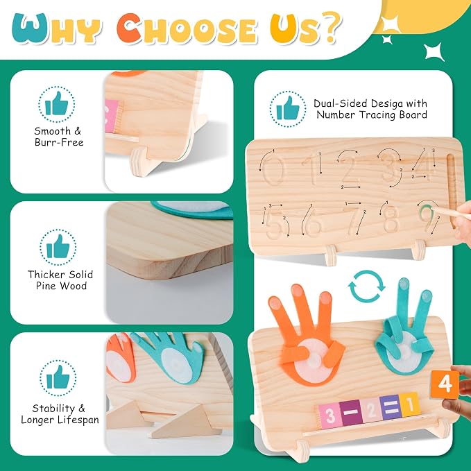 Hirger Montessori Learning Educational Toys for Kids 3 4 5 Year Old, Math Manipulatives Number Counting Blocks for Toddlers, Preschool Birthday Gifts for Boys Girls