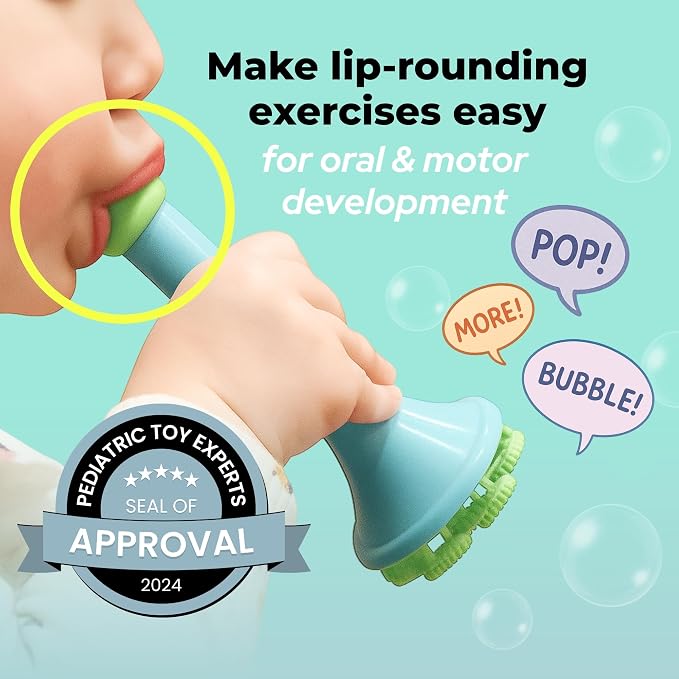 Innobaby Spike Bubble Blower with Mess Free Botanical Bubbles and Dipping Tray - Magic Wand Blows Oodles of Bubbles Without The Mess - Recommended for Speech, Visual & Motor Development - Color: Aqua