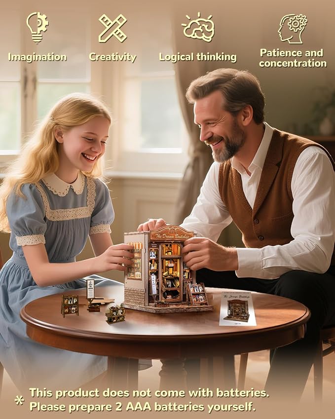 CUTEBEE Book Nook Kit - DIY Miniature House Dollhouse Kit for Adults and Teens, Booknook Tiny House Bookshelf 3D Wooden Puzzle, Gifts for Family (Drama Bookshop)