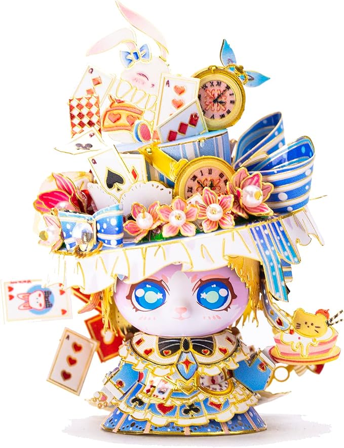 MU 3D Metal Puzzle for Adult Alice Figure Cartoon Cat, Animation Elf Palace Model Kits Miniature Building, Love Festival Birthday Gift Home Decor