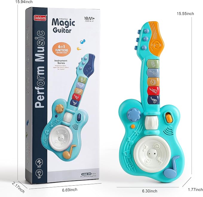 Children's Guitar Piano Learning Toy, 4-in-1 Educational Gift, with Touch Strings, Suitable for Children of 18 Months, Suitable for Boys and Girls
