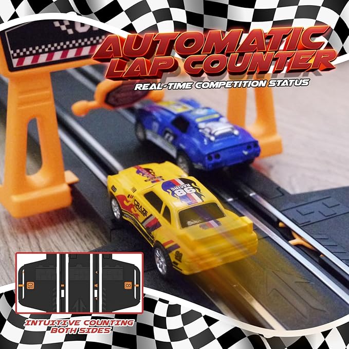 Slot Car Race Track Sets, Race Car with 4 High Speed Cars, Race Tracks for Kids Ages 4-8, Electric Slot Car Race Track Sets, Remote Control Car, Gifts Toys for Boys - 330' Raceway