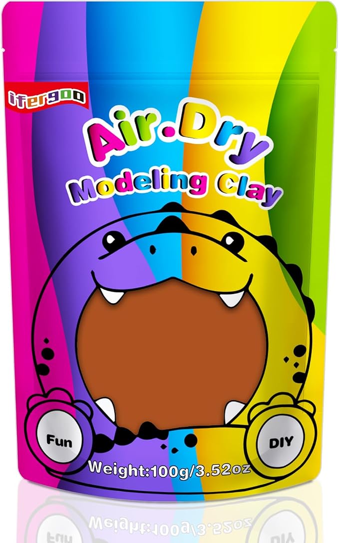 ifergoo Brown Air Dry Clay, DIY Creative Modeling Clay for Kids, Super Light Magic Foam Clay for Kids Age 3-12, Soft, No-Sticky & Non-Toxic, Molding Clay for School Art & Craft Project(100g/3.5oz)