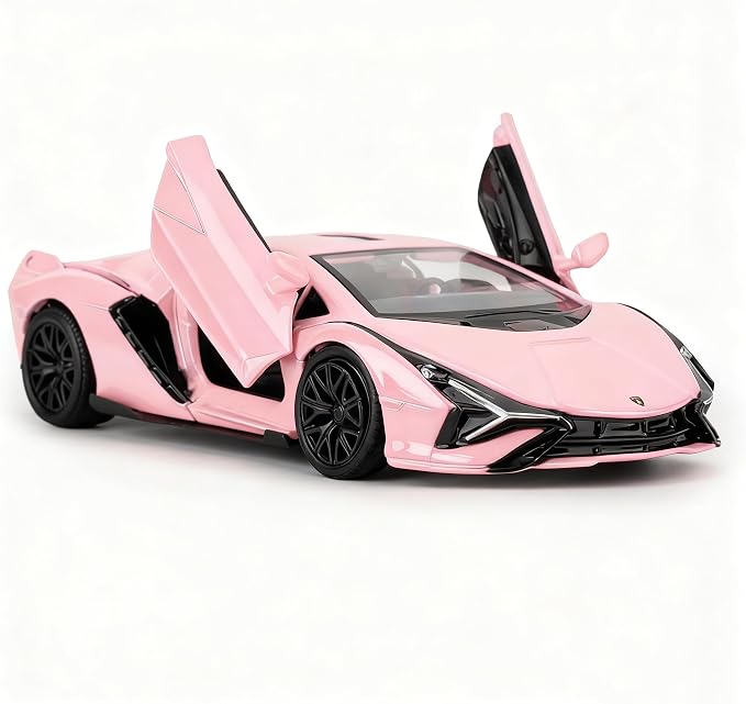 BDTCTK 1/36 Lamborghini Sián FKP37 Diecast Car Models, Zinc Alloy Toy Pull Back Vehicles Toy Cars for Toddlers Kids Boys Girls Gift (Pink)
