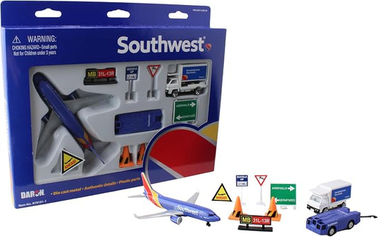 Daron Alaska Airlines Airport Playset with Die-Cast Metal Model Airplane with Plastic Parts, Cars and Transportation Toys for Kids Ages 3+
