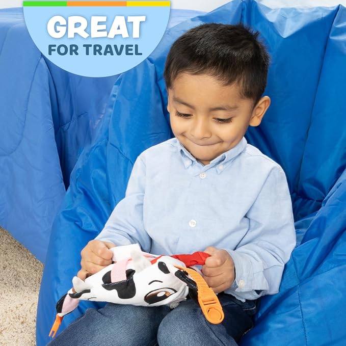 Buckle Toys Bessie Cow Learning Activity Toddler Toy | Plane Travel Essential, Develop Motor Skills, Problem Solving