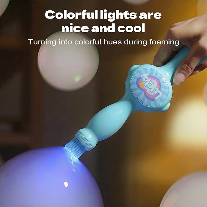 2026 New Fog Bubble Machine, Rechargeable Automatic Electric Smoke Bubble Machine, Magic Smoke Bubble Maker, Colorful Lights & Music, Bubble Fog Game for Parties, Beaches, Summer (Blue)