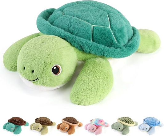 gnomantic Turtle Weighted Stuffed Animals - 28 Inch 5.0 Pounds Weighted Plushies Sea Turtle Stuffed Animal - Large Tortoise Plush Pillow - Cute Plush Toy Gifts for Kids & Adults (Green)