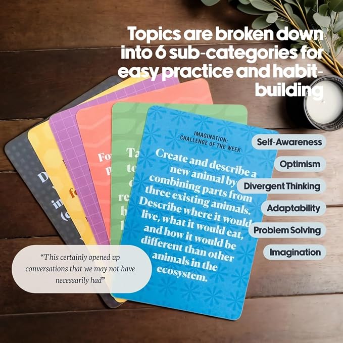 Building Creativity 52 Challenge Cards for Kids & Parents | SEL Emotional Intelligence | Social Emotional Learning Activities | Life Skills Classroom Must Haves | Teachers & Psychologists
