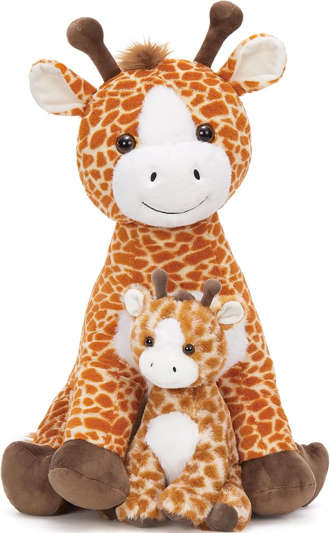 Tezituor Giraffe Stuffed Animal,25.6in Large Giraffe Plush Toy with Baby, Cute Plushies,Giraffe Plush Pillow Huggable,Christmas Valentines Birthday Gifts for Kids Adults Girlfriend Girls Boys, Brown