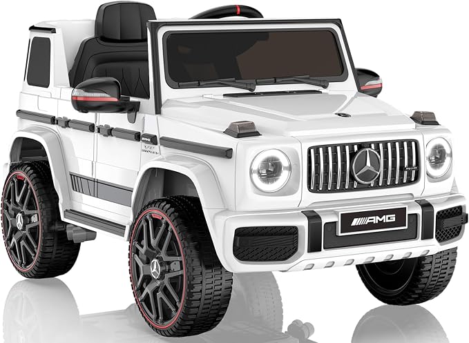 ANPABO Licensed Mercedes-Benz G63 Car for Kids, 12V 7AH Ride on Car w/Parent Remote Control, LED Headlights, Music Player & Horn, Soft Start, Low Battery Prompt, Kids Electric Car (Bright White)