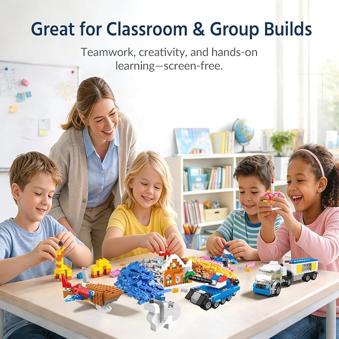 FUN LITTLE TOYS 1100 PCS Building Blocks for Kids 6-12, STEM Learning Bulk Bricks Set, 147 Shapes 17 Colors, Compatible with All Major Brands, Creative Educational Toy Gift