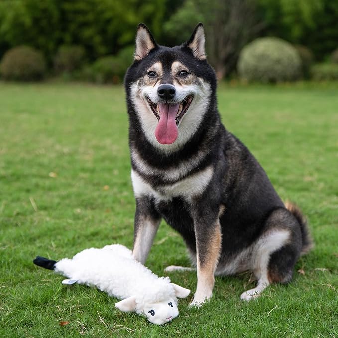 Best Pet Supplies Squeaky Dog Toys with Soft Durable Fabric for Small, Medium and Large Pets Interactive Toy for Indoor Play, Supports Active Biting and Play - Sheep, Cow, size L