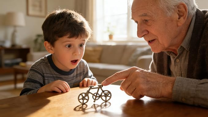 Metal Brain Teaser Puzzle - Interlocking Bicycle Challenge Toy for Kids & Adults