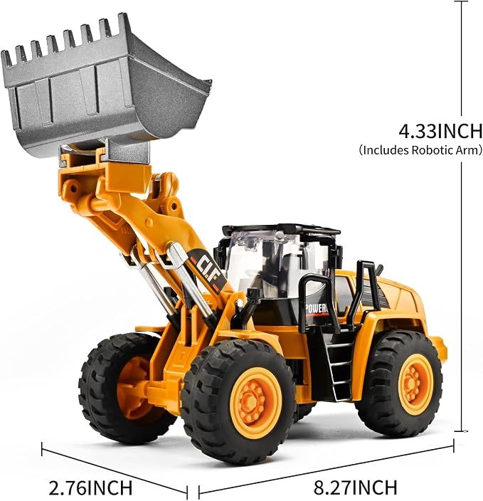 Bulldozer Toys for Boys, Bulldozer Toy with Movable Front Loading Arm and Liftable Bucket, Toy Bulldozers Construction Vehicles with Simulated Lights,for Kids 3 Year and UP