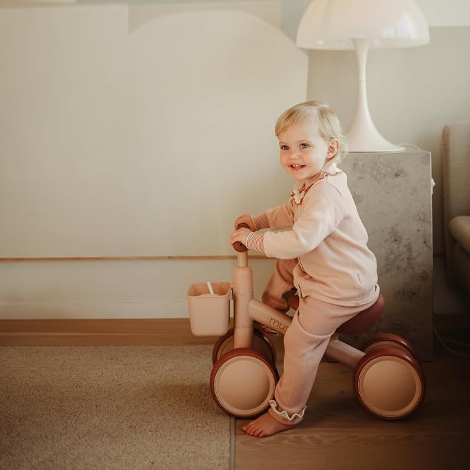 mushie Mini Toddler Bike (Blush) | 12-24 Months | 4 Wheels First Balance Bike