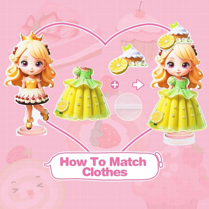 PainZieteg Magnetic Dress Up Dolls,Paper Dolls for Girls, Kids DIY Princess Magnetic Dress-Up Doll for Girl Birthday (Cake Elf)