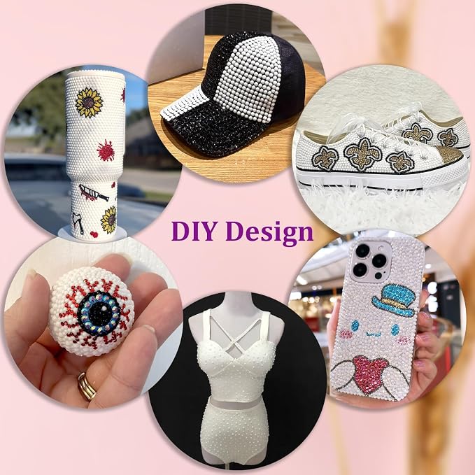 30000Pcs Resin Rhinestones for Bedazzling with Tweezers, White Rhinestones for Crafting with 3Pcs 10ml B7000 Jewelry Glue for DIY Crafts Clothing Tumblers Shoes Fabric Nail Art