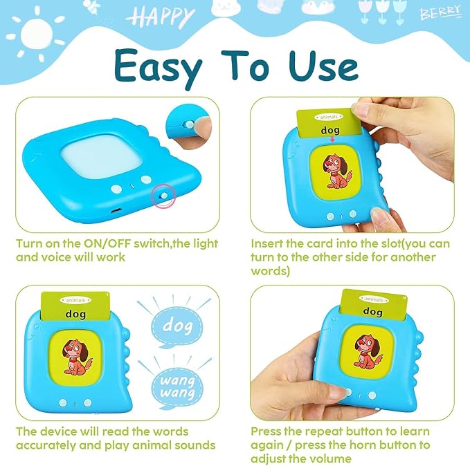 Talking Flash Cards, Kids Toddler Flash Cards with 510 Sight Words, Autism Sensory Toys, Speech Therapy Toys, Learning Educational Toys Gifts for Age 3 4 5+ Years Old Boys and Girls (Dinosaur Pink)