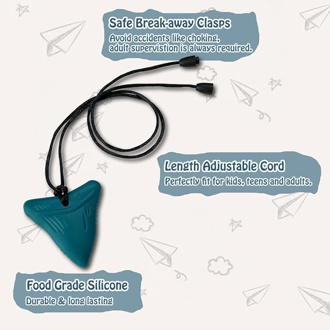 Chew Necklaces for Sensory Kids 6 PCS, Chewy Necklaces Sensory Toys for Boys Girls Children with Autism, ADHD, Anxiety, Oral Motor Stimulation, Silicone Teething Necklace BPA Free