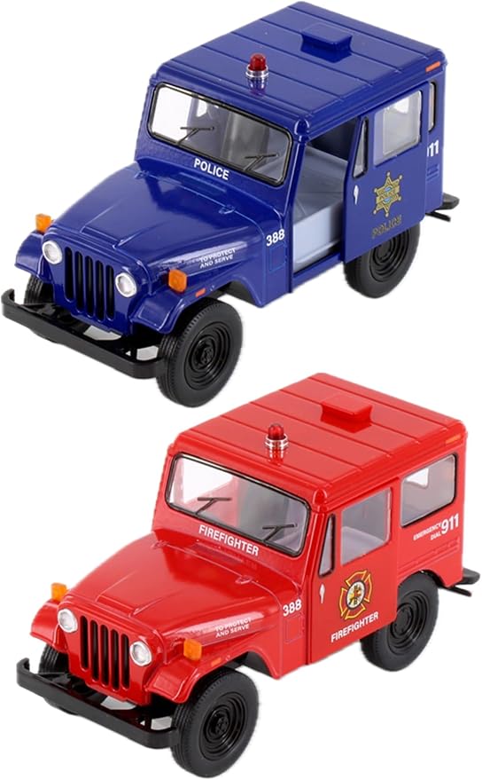 KiNSMART 1971 Jeep DJ-5B 1:26 Scale 5" Die Cast Metal Model Toy Truck (Rescue Police & Fire)
