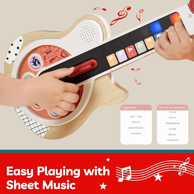 TOP BRIGHT Montessori Busy Board (Wooden Kids Guitar)
