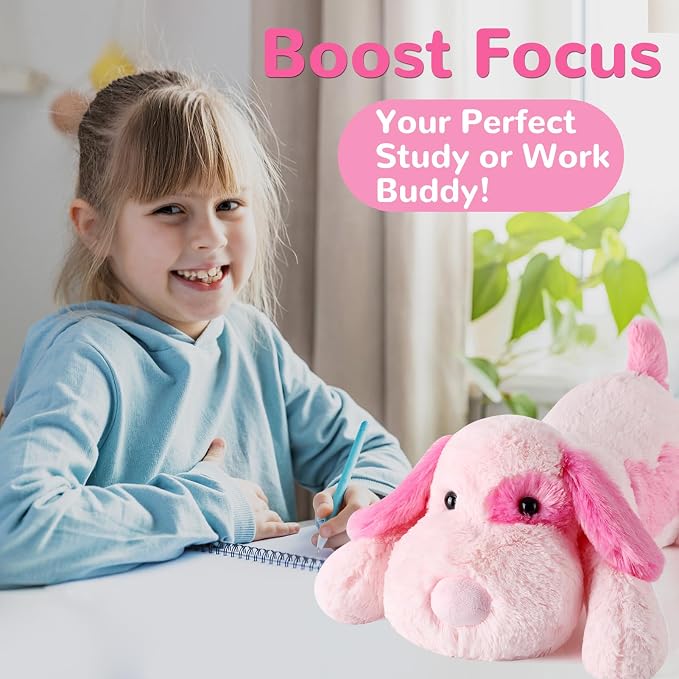 meowtastic Pink Dog Weighted Stuffed Animals - 22 Inch 4.5 Pounds Weighted Plush Dog Stuffed Animals - Big Stuffed Dog Plush Pillow - Cute Plush Toys Gifts for Kids & Adults (22" 4.5 lbs)