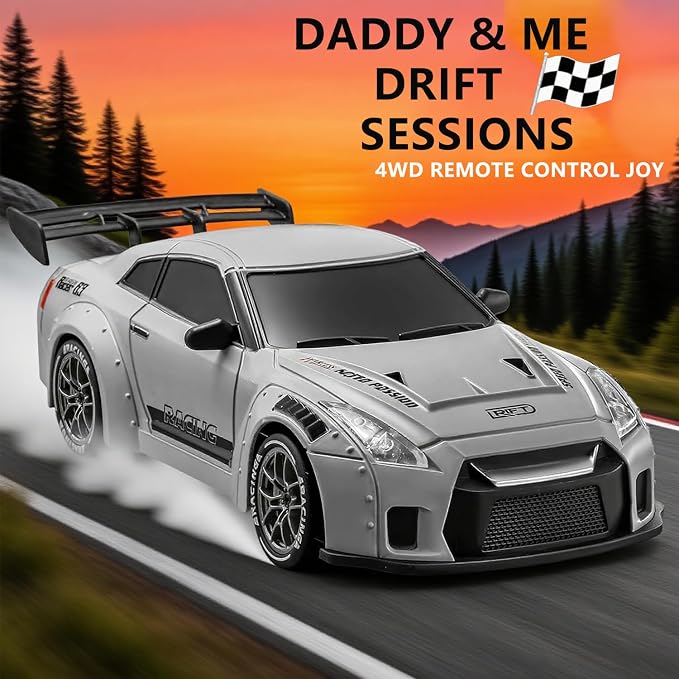RC Drift Car, 1:24 Scale Remote Control Vehicle with LED Lights,Drifting Tires＆Two Batteries, Racing Sports Toy Idea Gift for Adults Boys Girls and Kids Galactic Silver
