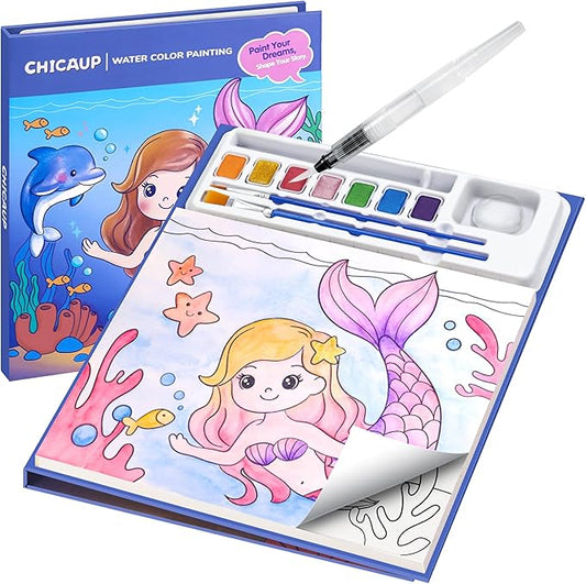 Paint with Water Coloring Books for Kids, Mess Free Watercolor Painting Kit Painting Activity for Kids Ages 3-5 4-8, Arts Crafts Drawing Gift Toy for Boy Girl