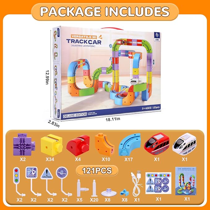 2026 New Infinity Racer 3D Train, 3D Stem Electric Train Set for Kids, DIY Assembled Track Vehicle, Create Lab Gravity Tracks, Educational Gift (Advanced Edition)