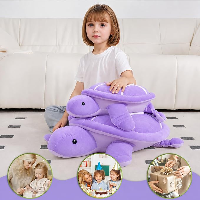 Dalmao 22 Inch Purple Sea Turtle Stuffed Animal, Big Soft Ocean Purple Turtle Large Plushie Body Pillow for Kids, Boys, Girls, Girlfriend, Birthday