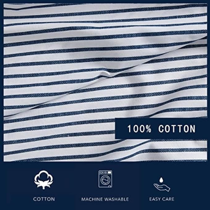 Nautica- King Sheet Set, Cotton Percale Bedding Set, Crisp & Cool, Lightweight & Breathable (Harmead Navy, King)