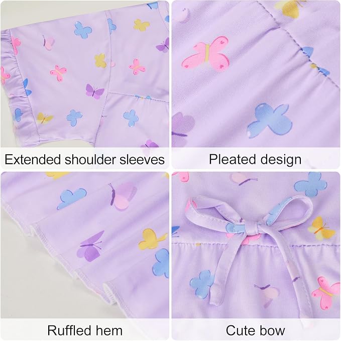 MHJY Matching Girls & Doll Nightgowns Vintage Short Sleeve Sleepwear Pajamas Dress for Girls and 18" Girl Doll