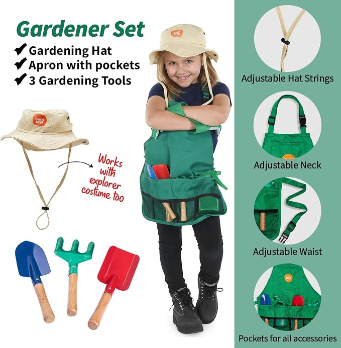 Born Toys 3-in-1 Toddler Dress Up Clothes for Boys & Girls Ages 3-7, Pretend Play Career Outdoor Adventure Set