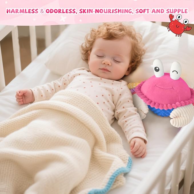 SAIMAND Pink Crawling Crab Baby Toy – Interactive Musical Plush Toy with 40 Songs & Voice Recorder, Sensory Baby Toy for Infants, Soft Toddler Gift for Girls 1-3