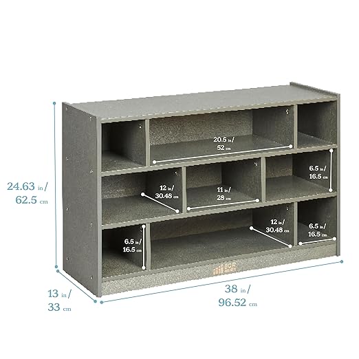 ECR4Kids Mobile Building Block Storage Cabinet, Medium, Classroom Furniture, Grey Wash