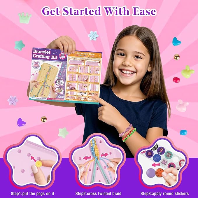 TingingYuli Friendship Bracelet Making Kit for Girls Ages 8-12, DIY String Bracelet Maker with 3-Layer Storage Box, Jewelry Making Kit Arts and Crafts Toy Gift for Kids Ages 6-12