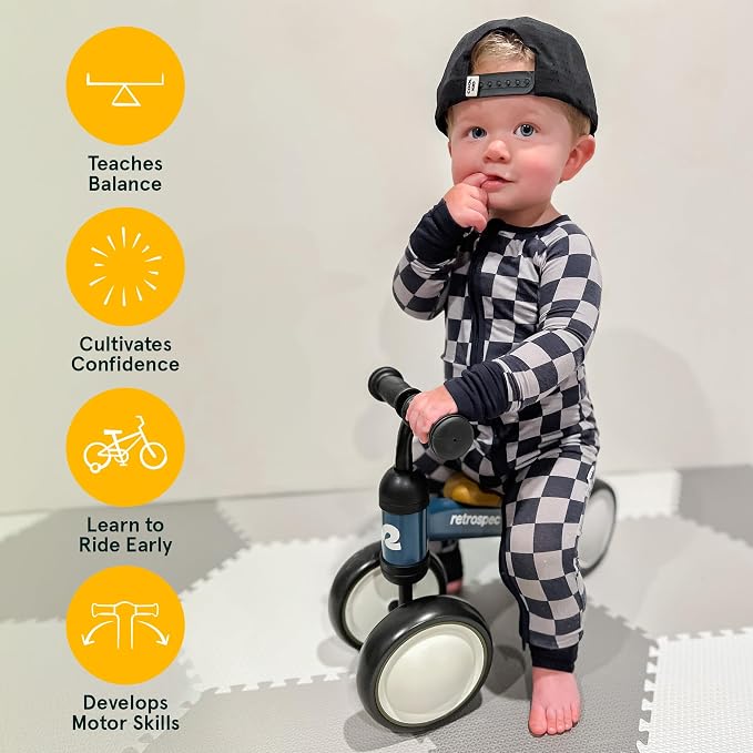 Retrospec Cricket Baby Balance Bike, 4-Wheel Ride-On Toy for Ages 12-24 Months – First Bike & Toddler Bike for 1 Year Old Boys & Girls, First Birthday Gift