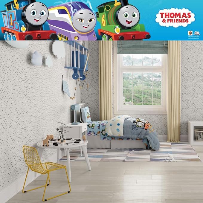 Thomas & Friends 4 Piece Toddler Bed Set – Super Soft & Cozy Reversible Microfiber Comforter and Sheets (Officially Licensed Product) By Franco