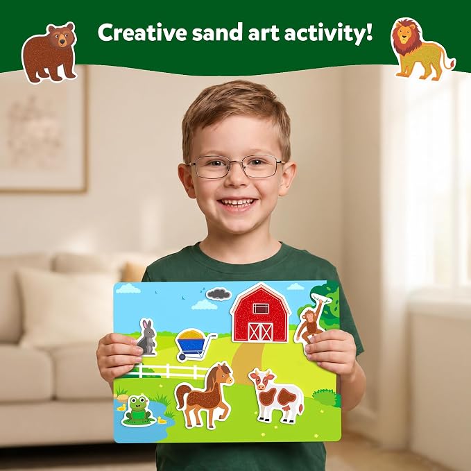 Skillmatics Sand Art Activity - Mess-Controlled DIY Animal Craft Kit with 50+ Colorful Stickers, Creative Arts & Crafts for Kids, Fun Hands-On Activity, Gifts for Ages 4, 5, 6, 7, 8, 9, 10