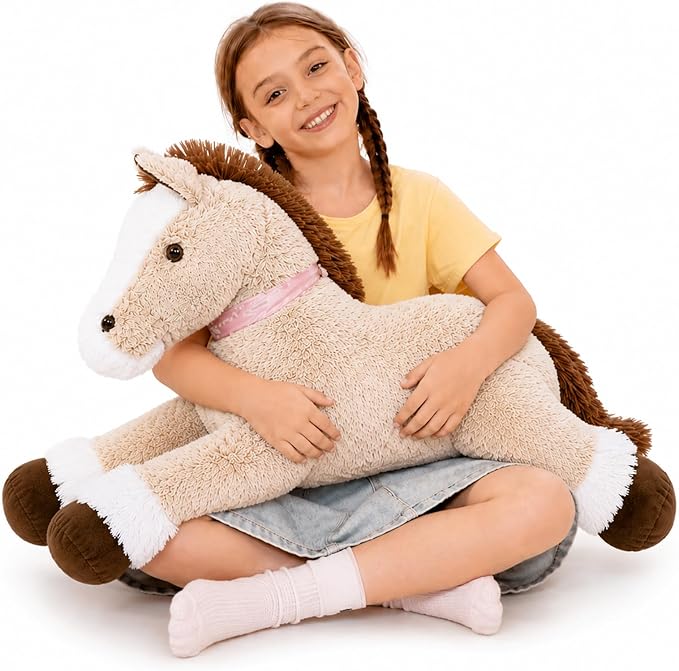 Tezituor 3ft Large Realistic Horse Stuffed Animal, 35 Inches Big Stuffed Pony Plush Toys for Boys Girls, Hugging Soft Horse Plush Body Pillow Christmas Birthday Gift