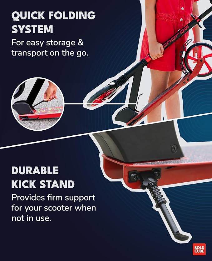BOLDCUBE Big 2 Wheeler | Scooter for Kids & Teens Ages 7+ Years | Play & Commute | Front Suspension Fit with 200MM Wheels | Height Adjustable 86 to 111 cm