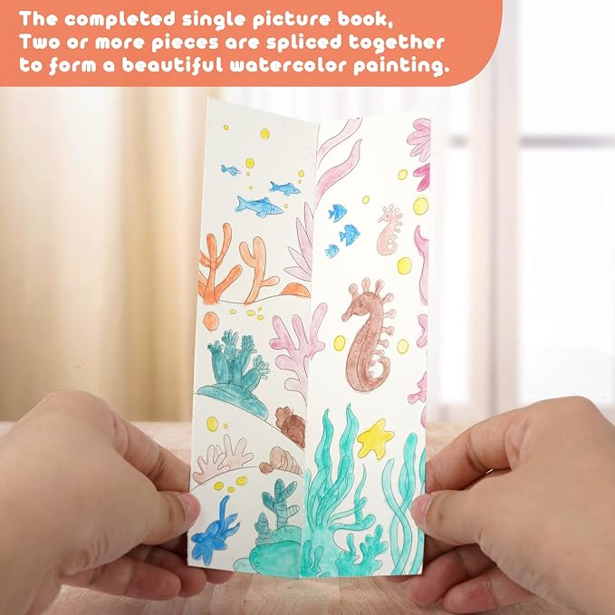 Cavnewt Watercolor Coloring Books for Kids Ages 4-8, Pocket Watercolor Painting Book Sets, Mess Free Paint with Water Books for Toddlers, Travel Activities Arts Party Birthday Gifts for Girls Boys