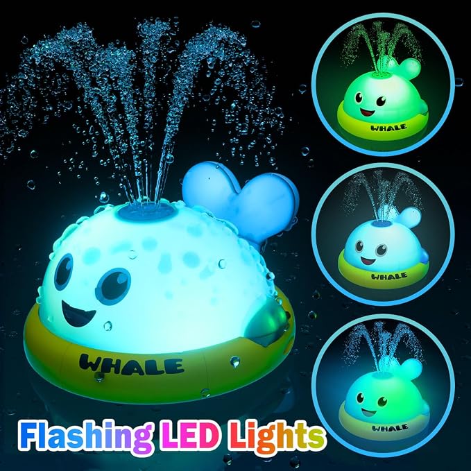 Baby Bath Toys, Light Up Whale Bath Toys for Kids Ages 1-3, Pool Water Toys for Toddlers Bathtub Fountain Toys, Birthday Gifts for 1 2 3 Year Old Boys & Girls