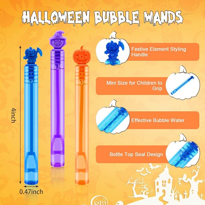 Halloween Party Favors Mini Bubble Wands 30PCS Halloween Goodie Bag Stuffers Treat Bag Fillers for Kids Halloween Bubbles No Candy Trick or Treat Toys Classroom Prizes Outdoor Gifts for Boys Girls