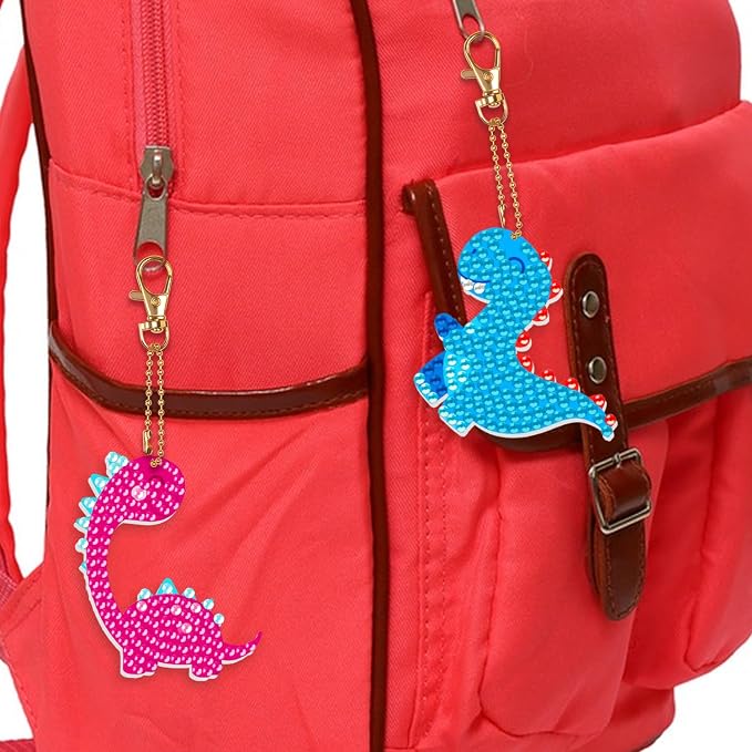 Labeol Arts and Crafts for Kids Ages 8-12 - Creat Your Own GEM Keychains-5D Diamond Art by Numbers GEM Art Kits for Kids Girls Toddler Crafts Age 6-7 6-8 10-12 (Dinosaur)