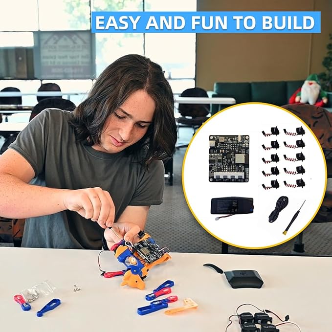 Petoi Programmable Robot Dog Bittle X V2 Lite Servo | Coding Smart Robot Dog Kit, Voice Controlled, Quadruped Interactive Robot for Kids (Bittle X V2 - Alloy servos - Construction - Yellow + Black)