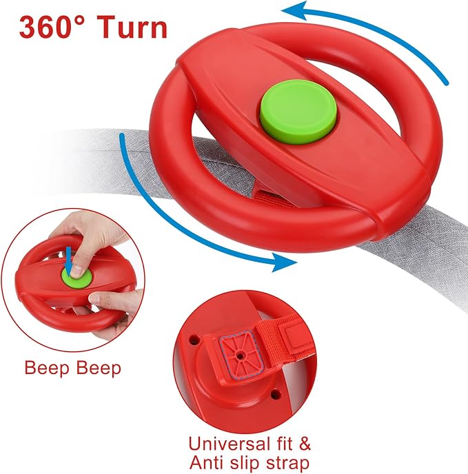 Accmor Stroller Steering Wheel Toy, Simulated Steering Wheel for Stroller Shopping Carts Cart Universal Detachable Pretend Driving Funny Toy Attachment