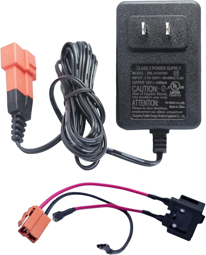 12 Volt Battery Charger for Ride On Toys and Battery Wire 12V Kids Ride On Car Charger,12V Electric Car Riding Toy Battery Power and Charging Socket Adapter Square Plug