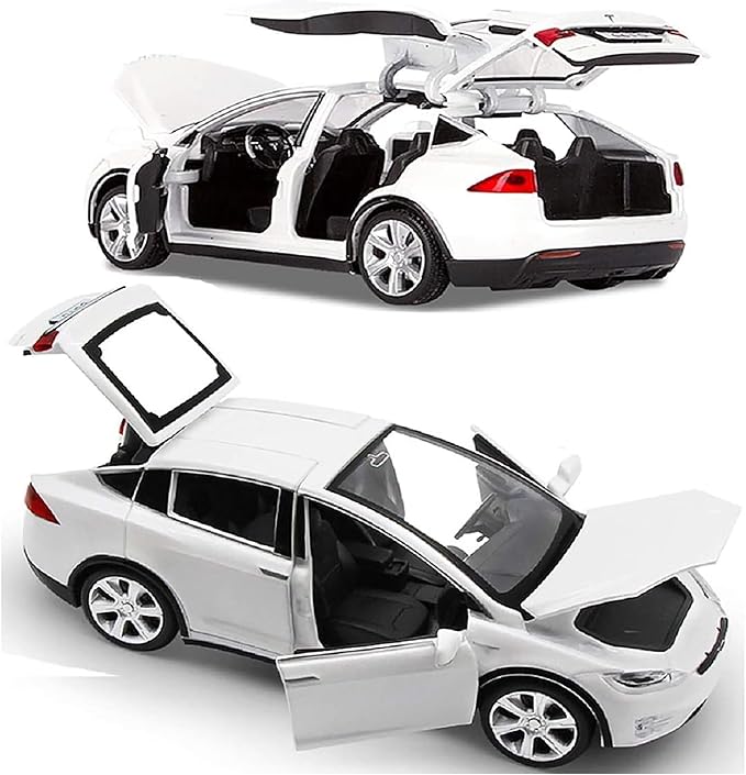 gidoyi Toy Car Model X, Pull Back Car Toys Alloy Vehicles with Lights and Sound 1:32 Scale Model Car (White)